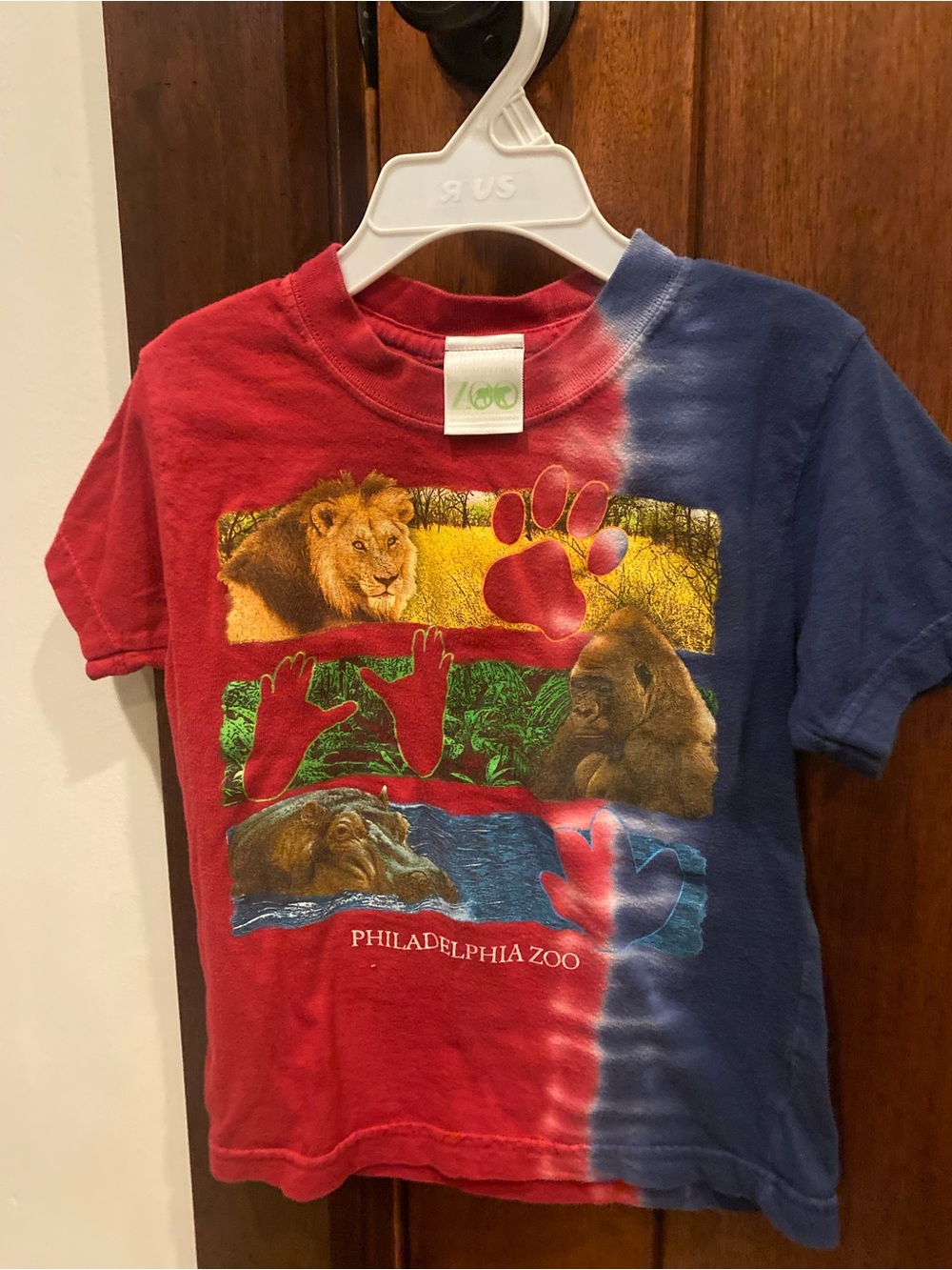 Kids vintage Tie-Dye Red & Blue Graphic Tee - Zoo Logo